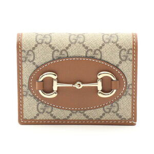 Gucci Horsebit GG Supreme Bifold Wallet Leather Beige Brown